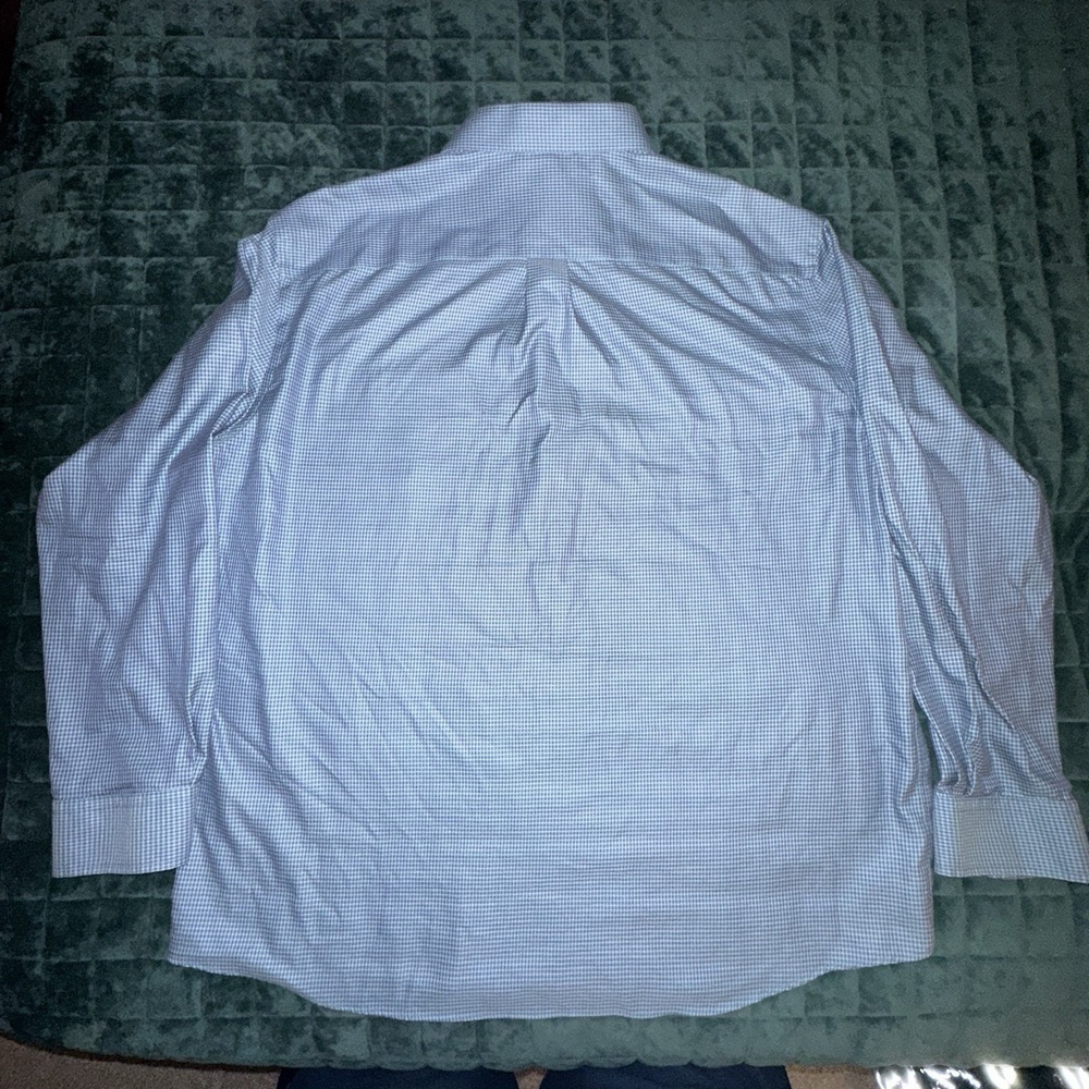 Jos A Bank Men's XXL Blue Checked Long Sleeve Shirt Travelers Collection - Picture 6 of 6